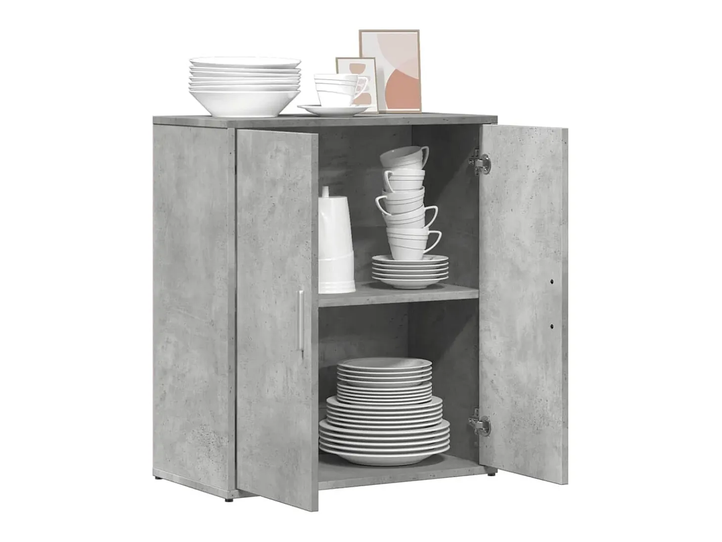 Aparador gris hormigón 60x31x70 cm madera de ingeniería