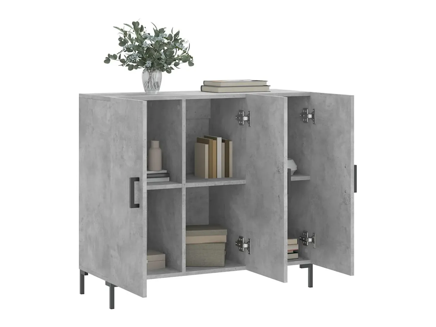 Aparador gris hormigón 90x34x80 cm madera de ingeniería