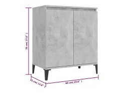 Aparador gris hormigón 60x35x70 cm madera de ingeniería