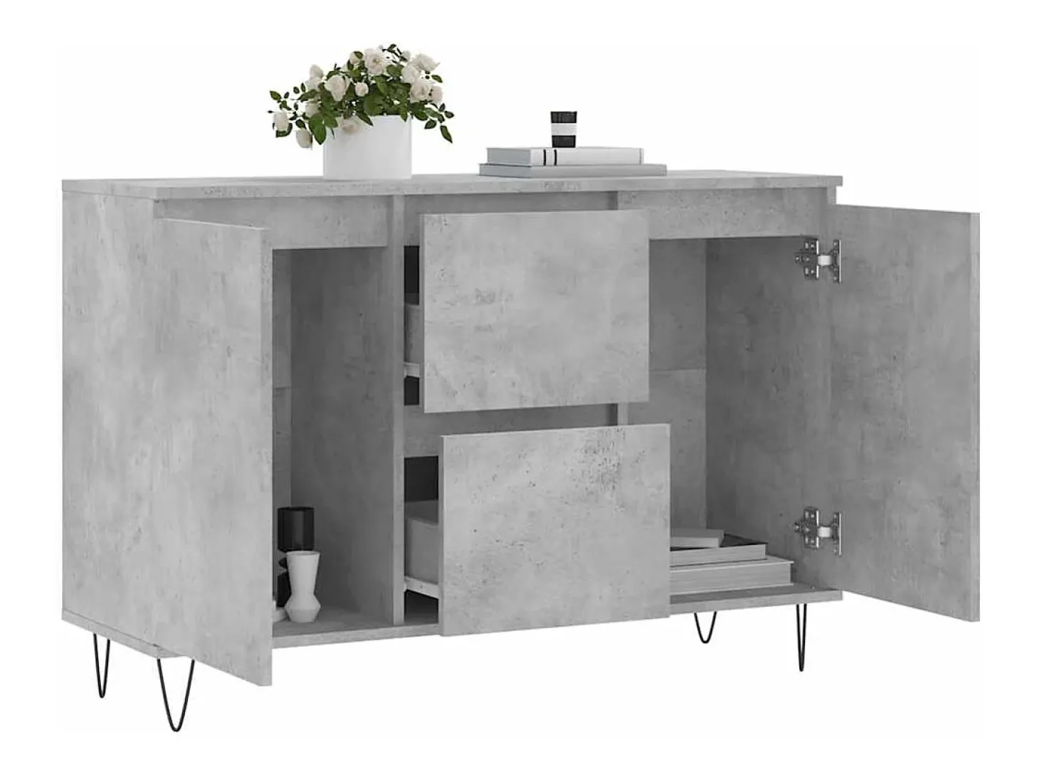 Aparador gris hormigón 104x35x70 cm madera de ingeniería