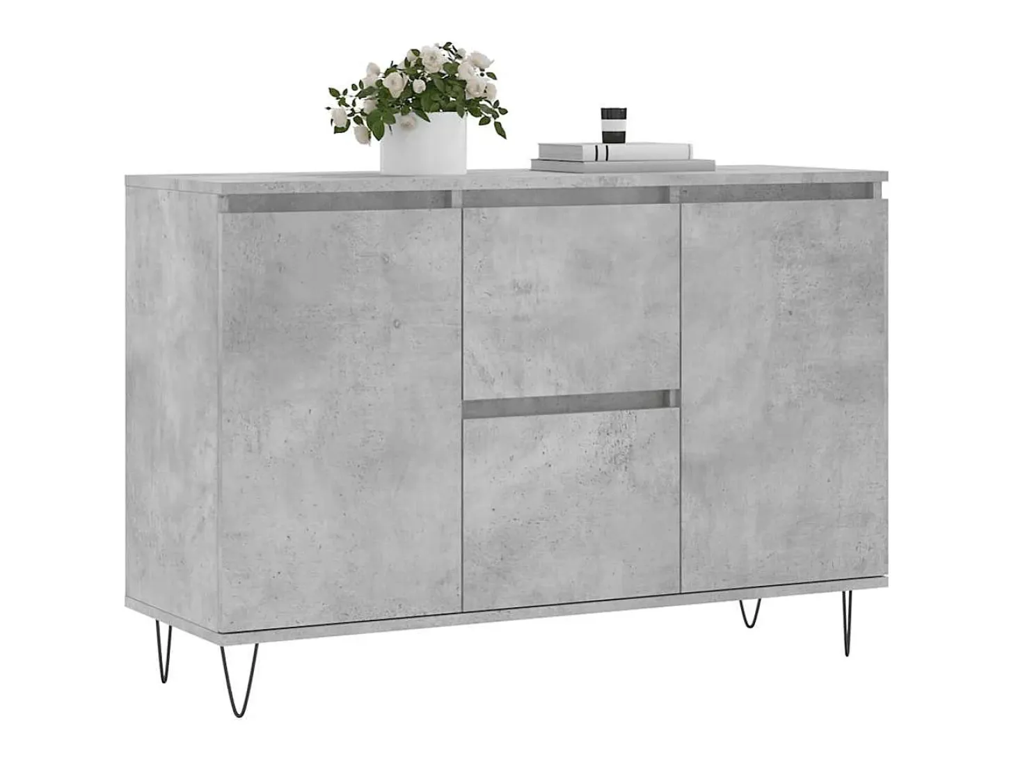 Aparador gris hormigón 104x35x70 cm madera de ingeniería
