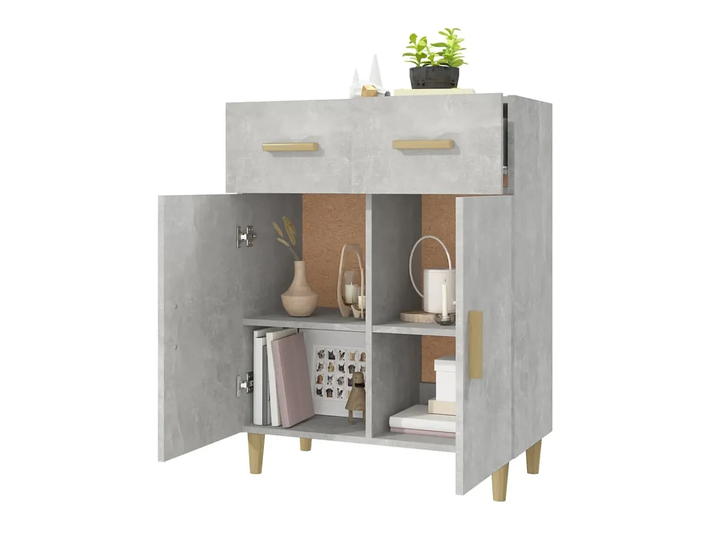 Aparador gris hormigón 69,5x34x89 cm madera de ingeniería