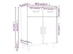 Aparador gris hormigón 69,5x34x89 cm madera de ingeniería