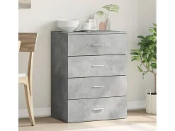 Aparador gris hormigón 60x39x80 cm madera de ingeniería
