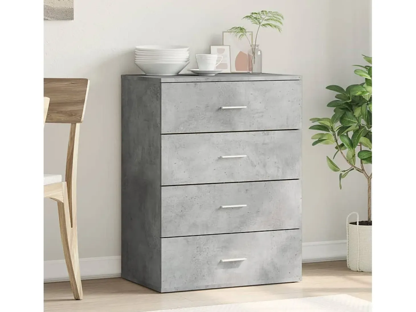 Aparador gris hormigón 60x39x80 cm madera de ingeniería
