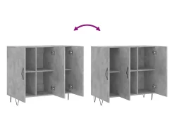 Aparador gris hormigón 90x34x80 cm madera de ingeniería