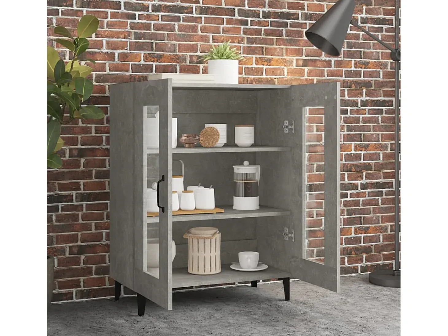 Aparador gris hormigón 69,5x34x90 cm madera de ingeniería