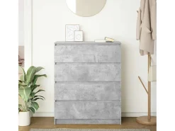 Aparador gris hormigón 80x35x99 cm madera de ingeniería
