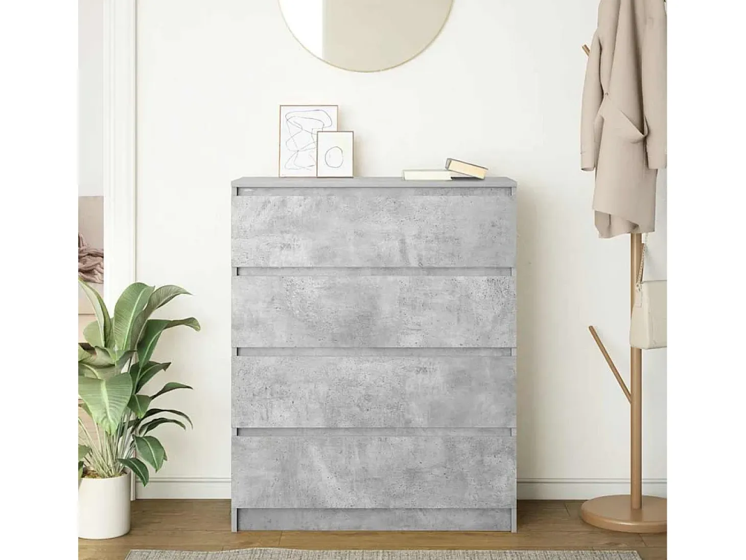 Aparador gris hormigón 80x35x99 cm madera de ingeniería