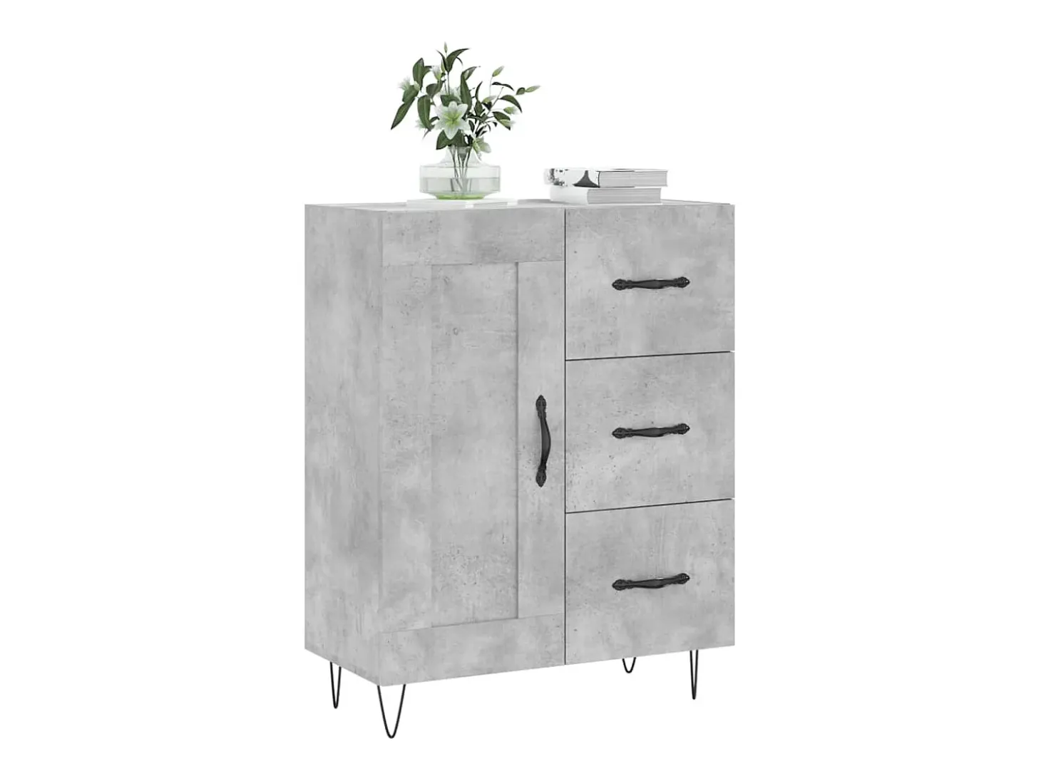 Aparador gris hormigón 69,5x34x90 cm madera de ingeniería