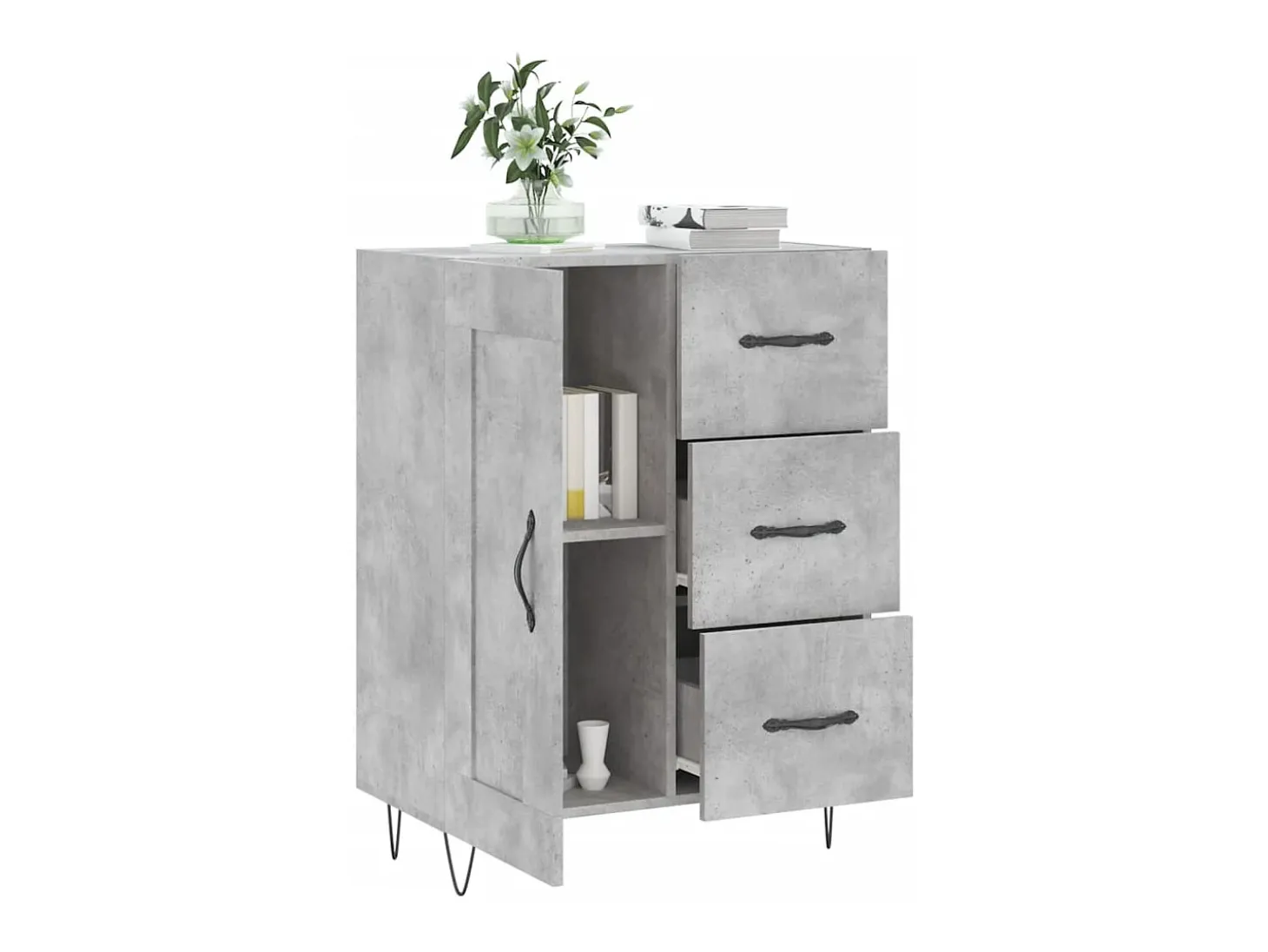 Aparador gris hormigón 69,5x34x90 cm madera de ingeniería