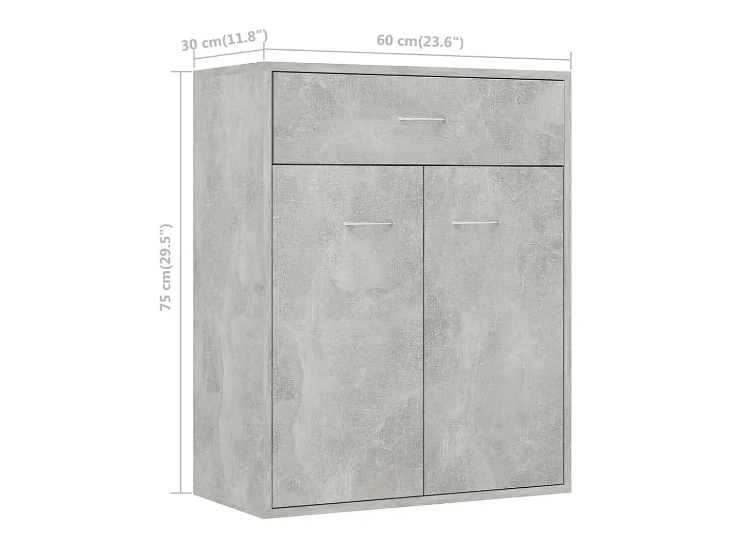 Aparador Gris Hormigón 60x30x75 cm Madera de Ingeniería