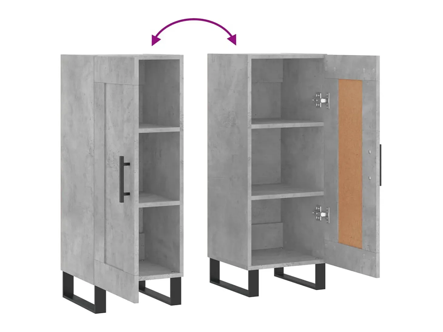 Aparador Gris Hormigón 34,5x34x90 cm Madera de Ingeniería