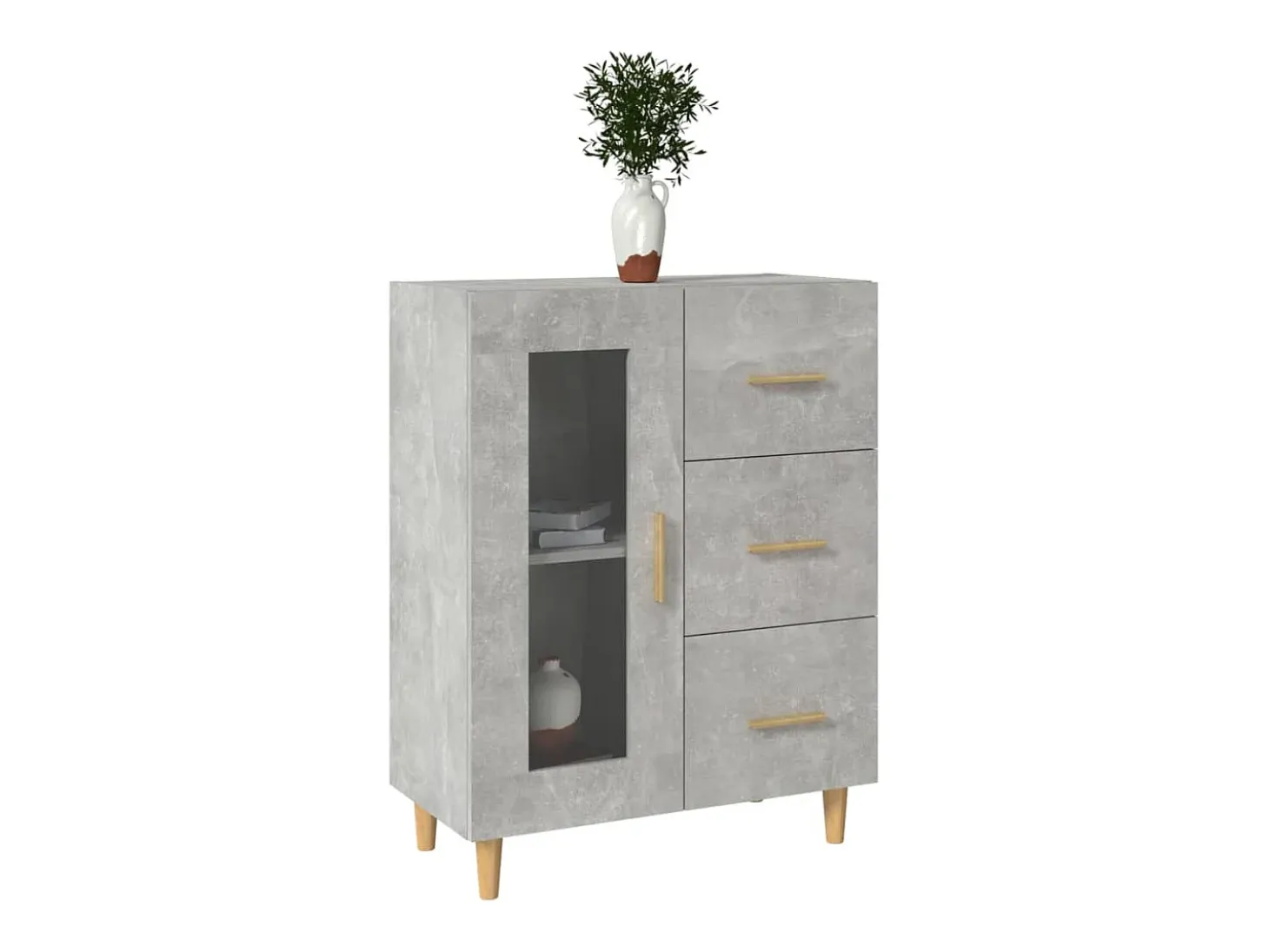 Aparador gris hormigón 69,5x34x90 cm madera de ingeniería