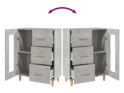 Aparador gris hormigón 69,5x34x90 cm madera de ingeniería