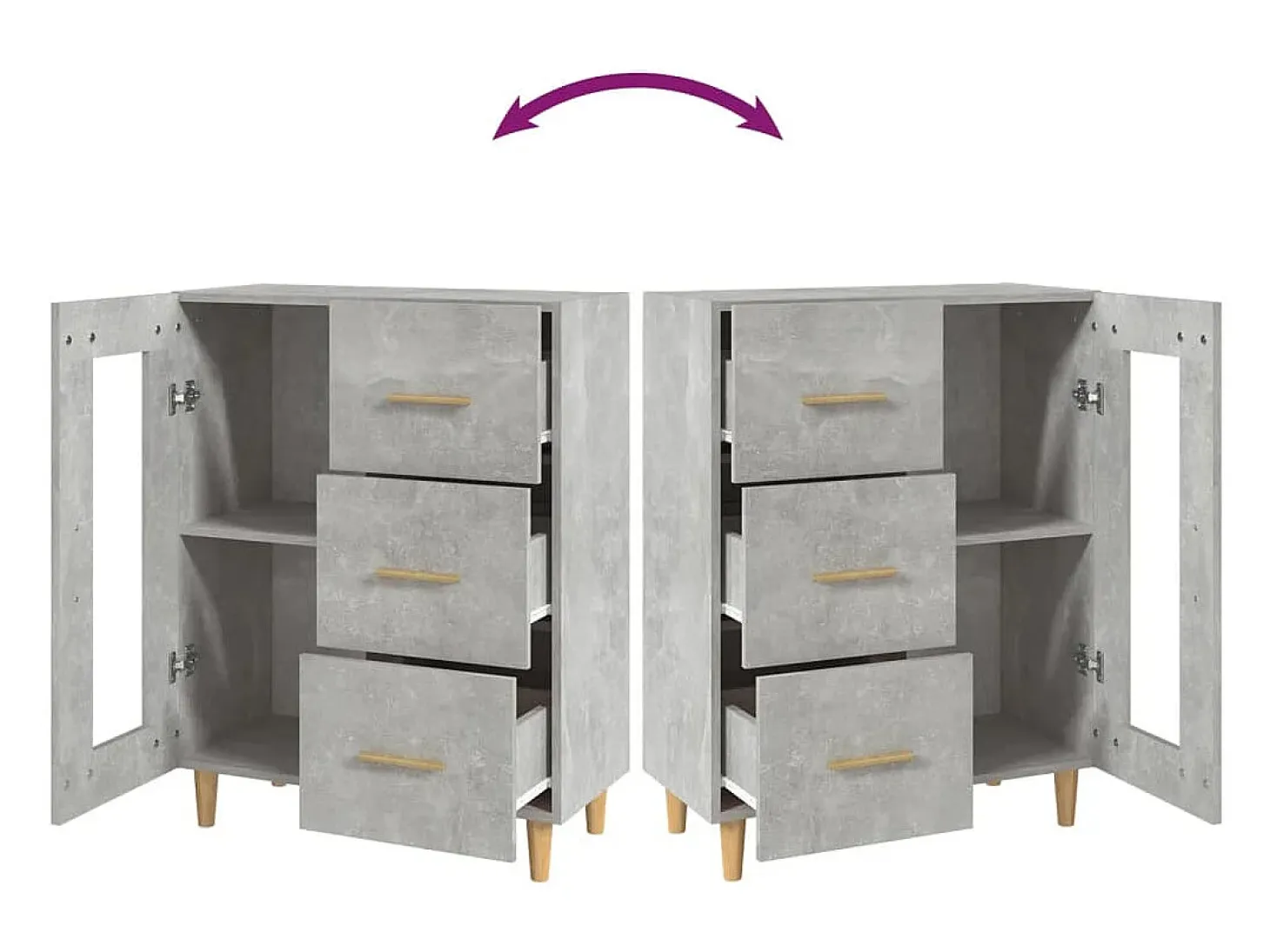 Aparador gris hormigón 69,5x34x90 cm madera de ingeniería