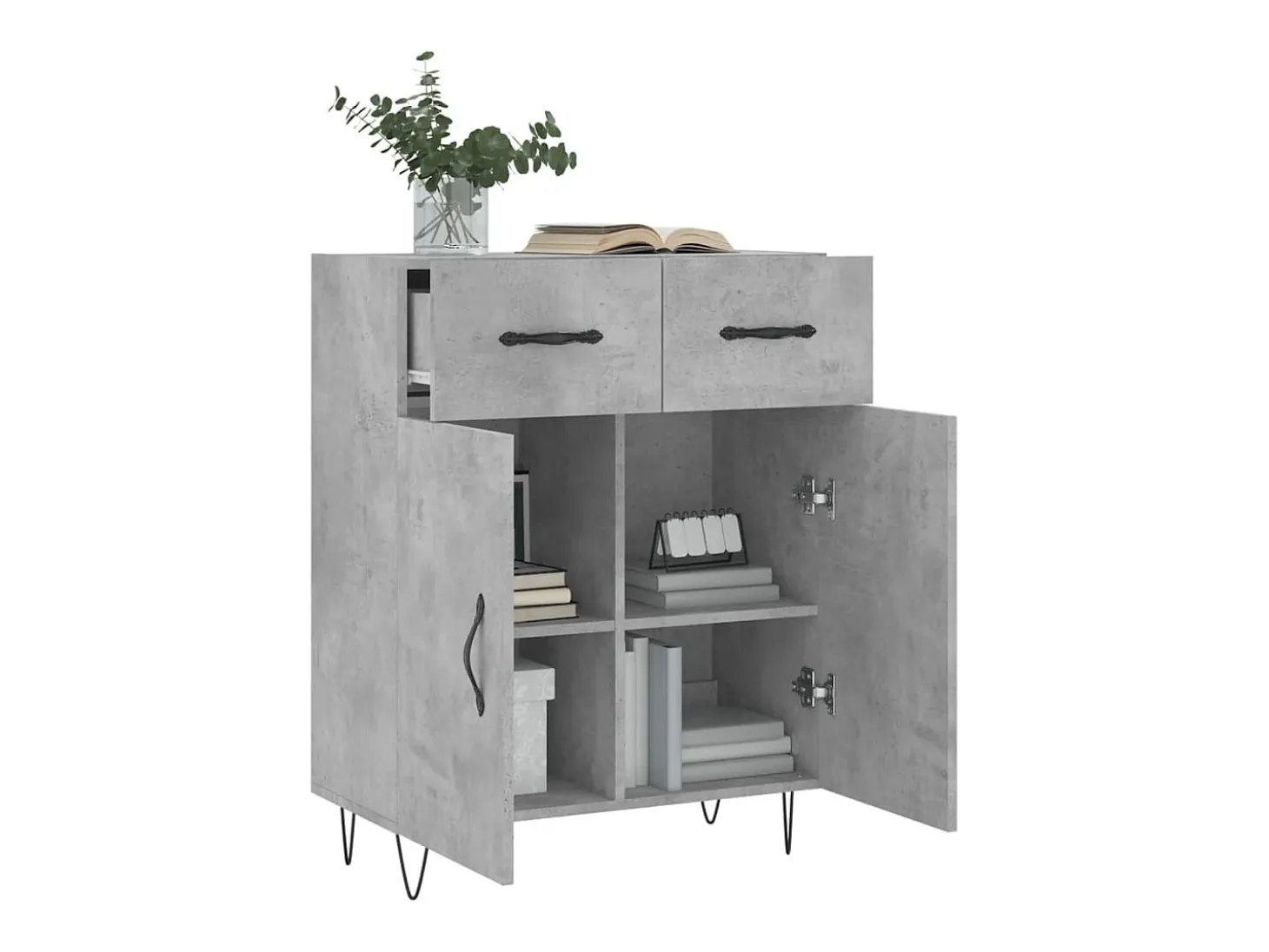 Aparador gris hormigón 69,5x34x90 cm madera de ingeniería