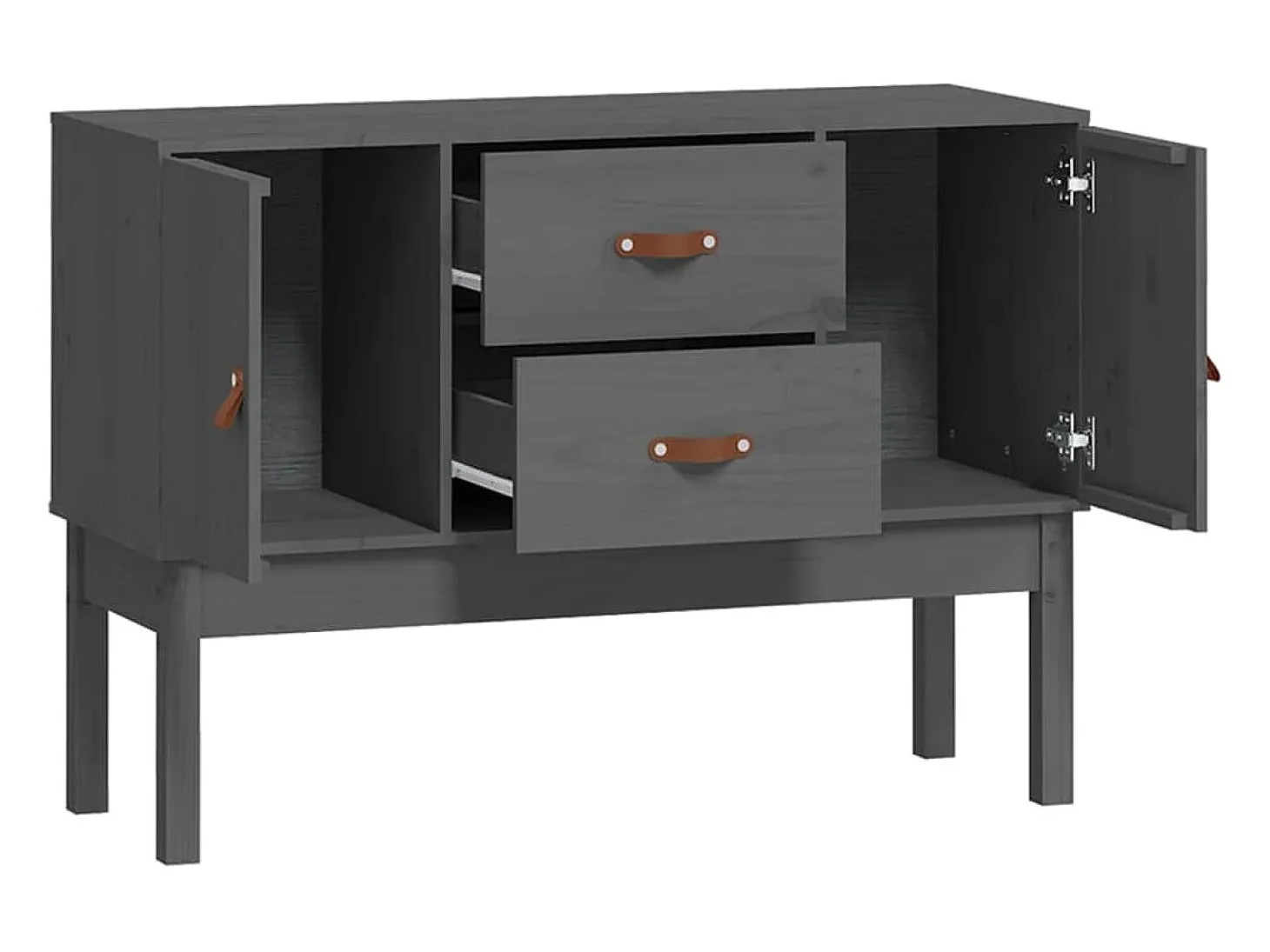 Aparador gris 110x40x78 cm Madera maciza de pino