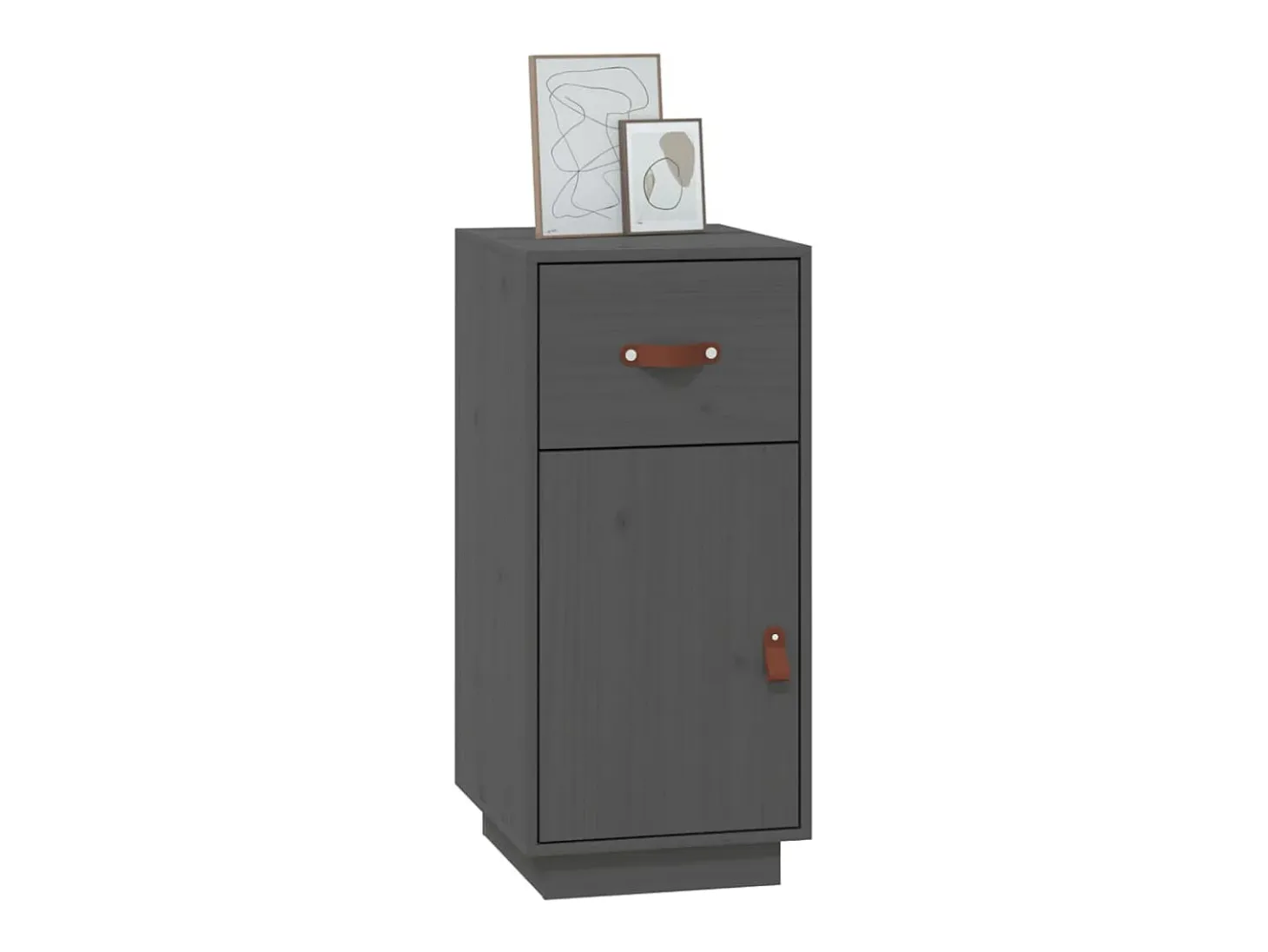 Aparador Gris 34x40x75 cm Madera Maciza de Pino
