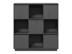 Aparador gris 110,5x35x117 cm Madera maciza de pino