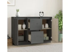 Aparador Gris 111x34x75 cm Madera Maciza de Pino