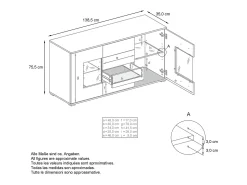 Aparador Grömitz V1 – Mueble con 2 Puertas Grandes y 4 Cajones, antracita mate/mezclilla mate (138,5 x 75,5 x 35)
