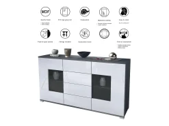 Aparador Grömitz V1 – Mueble con 2 Puertas Grandes y 4 Cajones, antracita mate/gris arena de alto brillo (138,5 x 75,5 x 35)