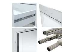 Aparador Grömitz V2 – Mueble con 2 Puertas Grandes y 4 Cajones, blanco mate/blanco de alto brillo (166,5 x 75,5 x 35)