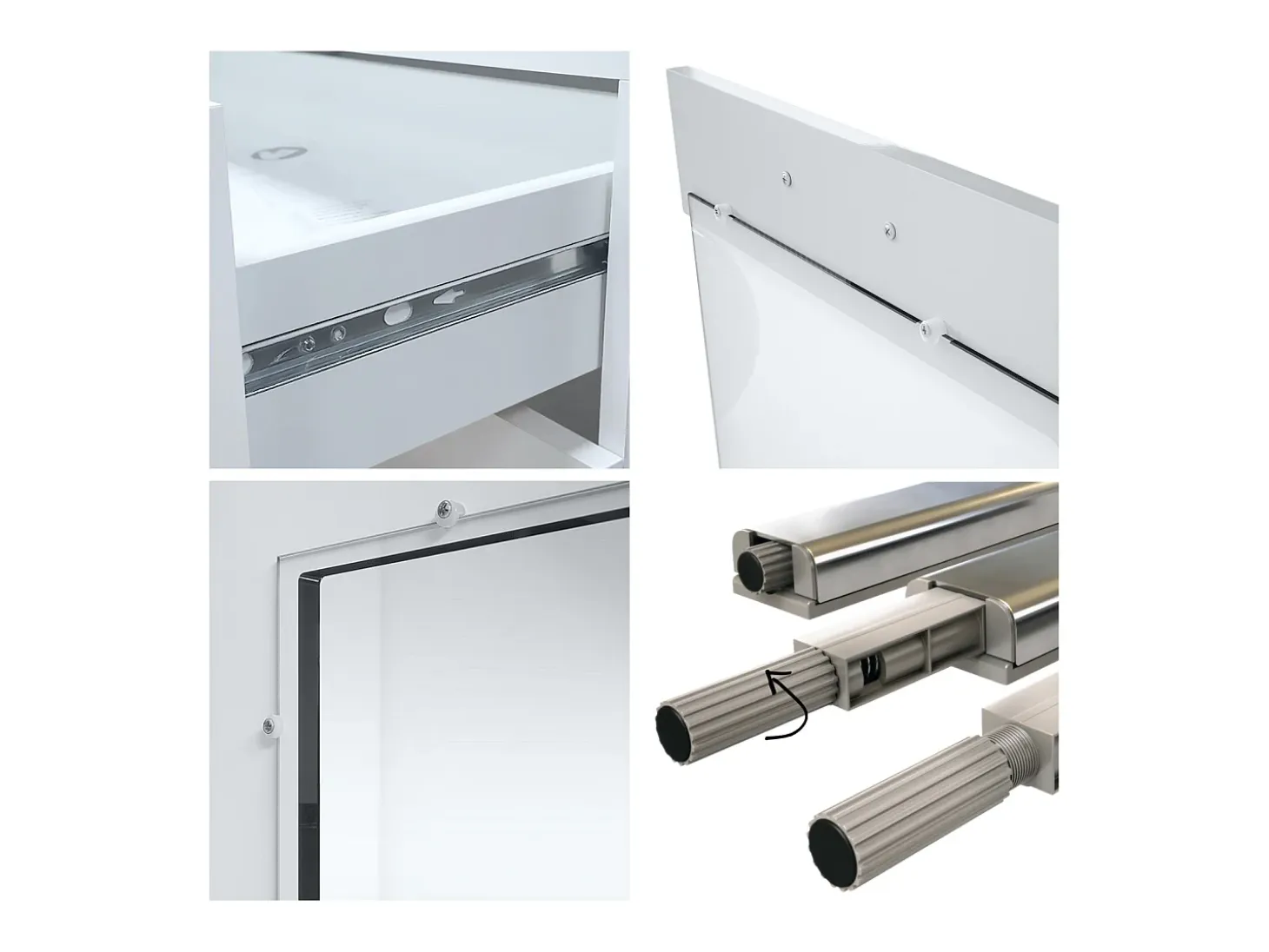 Aparador Grömitz V1 – Mueble con 2 Puertas Grandes y 4 Cajones, blanco mate/blanco de alto brillo (138,5 x 75,5 x 35)