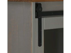 Aparador HALDEN con puerta corredera, gris, 80x40x80 cm, madera maciza