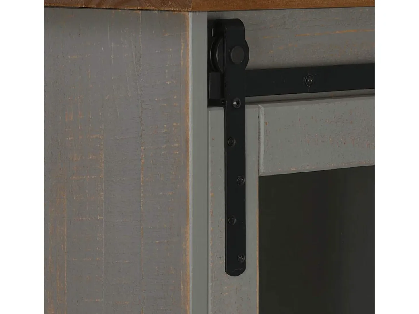 Aparador HALDEN con puerta corredera, gris, 80x40x80 cm, madera maciza