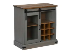 Aparador HALDEN con puerta corredera, gris, 80x40x80 cm, madera maciza