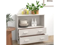Aparador HAMAR Blanco 85x35x80 cm Madera Maciza de Pino