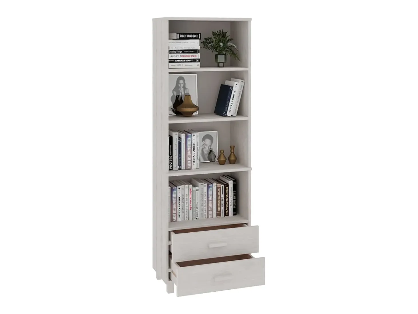 Aparador HAMAR Blanco 60x35x180 cm Madera maciza de pino