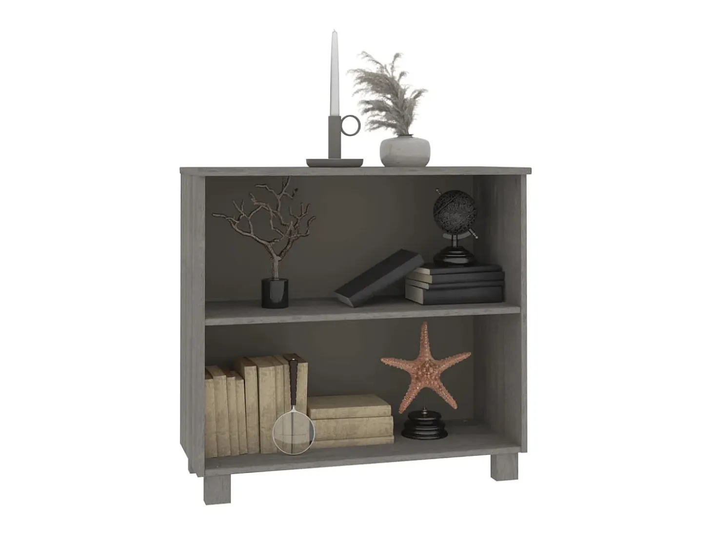 Aparador HAMAR Gris Claro 85x35x80 cm Madera Maciza de Pino