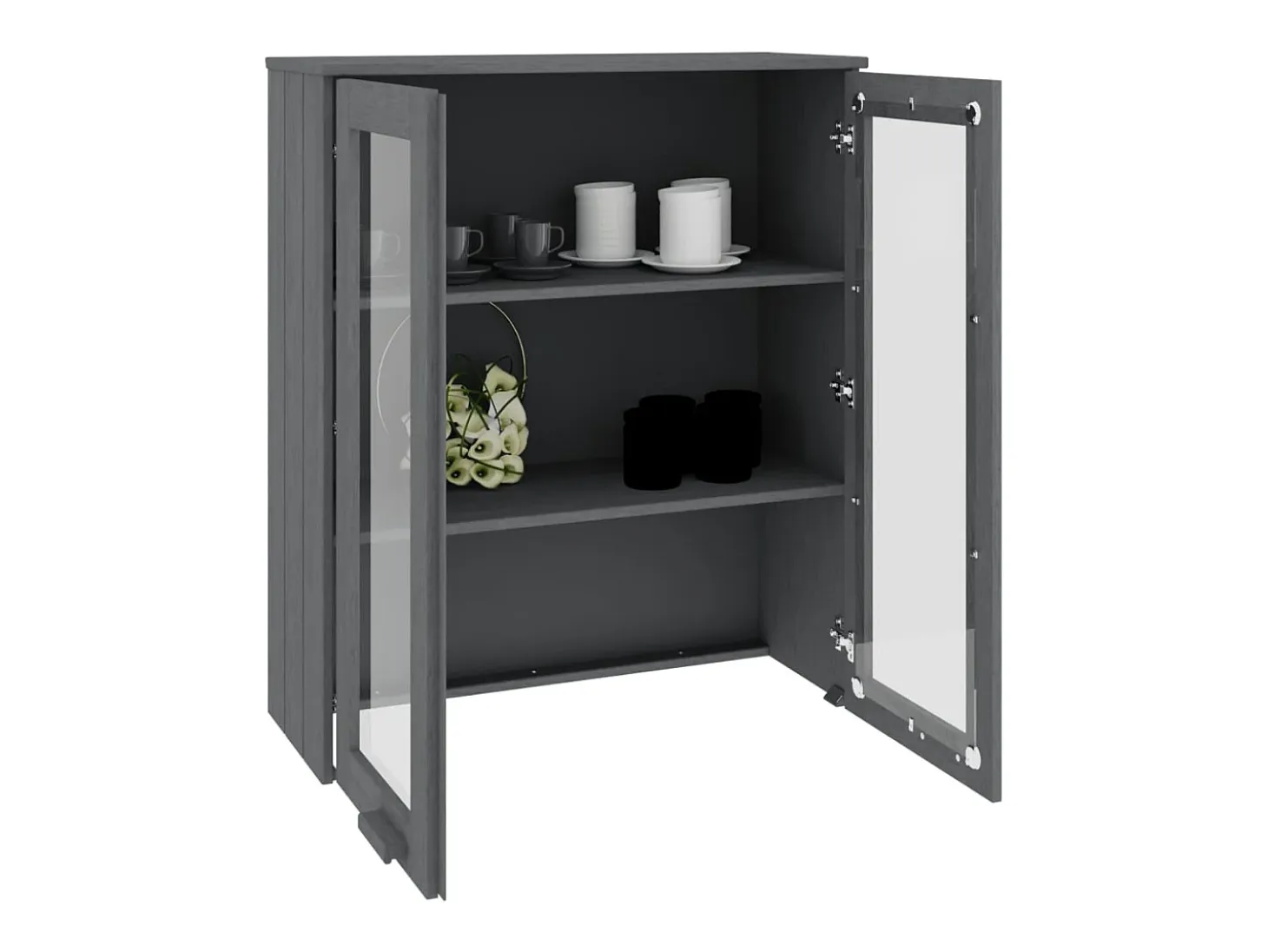 Aparador HAMAR Gris Oscuro 85x35x100 cm Madera de Pino