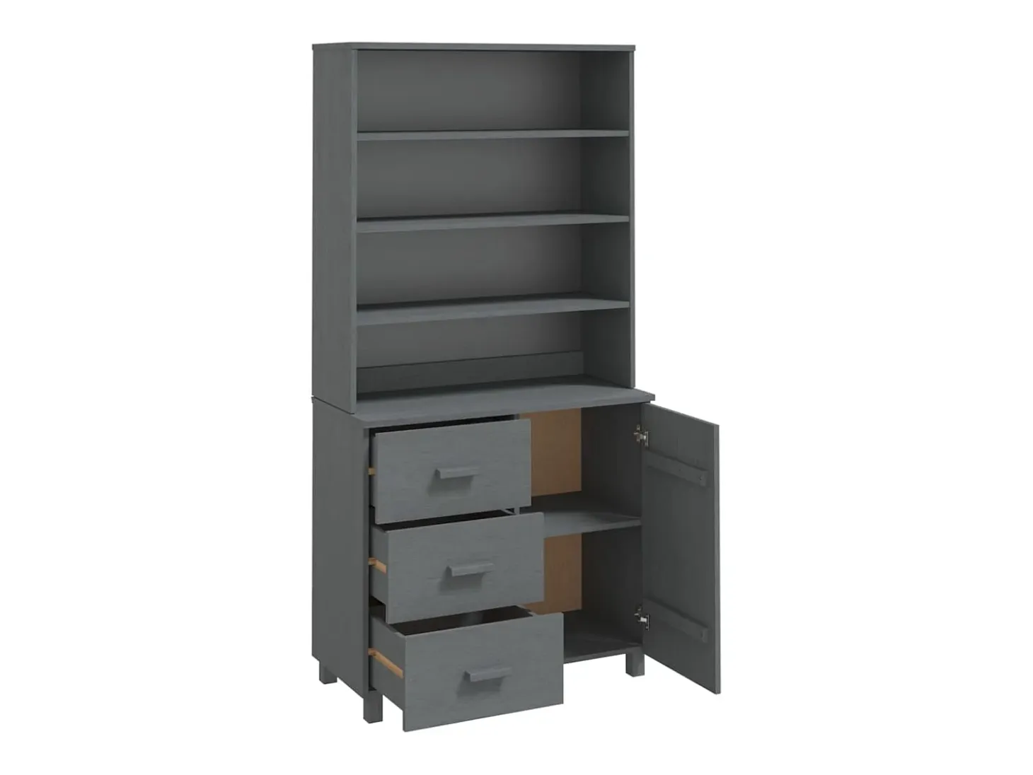 Aparador HAMAR madera de pino maciza gris oscuro