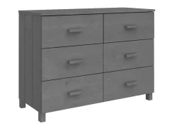 Aparador HAMAR madera maciza pino gris oscuro 113x40x80 cm ES93209