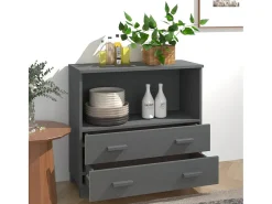Aparador HAMAR madera maciza pino gris oscuro 85x35x80 cm ES83807