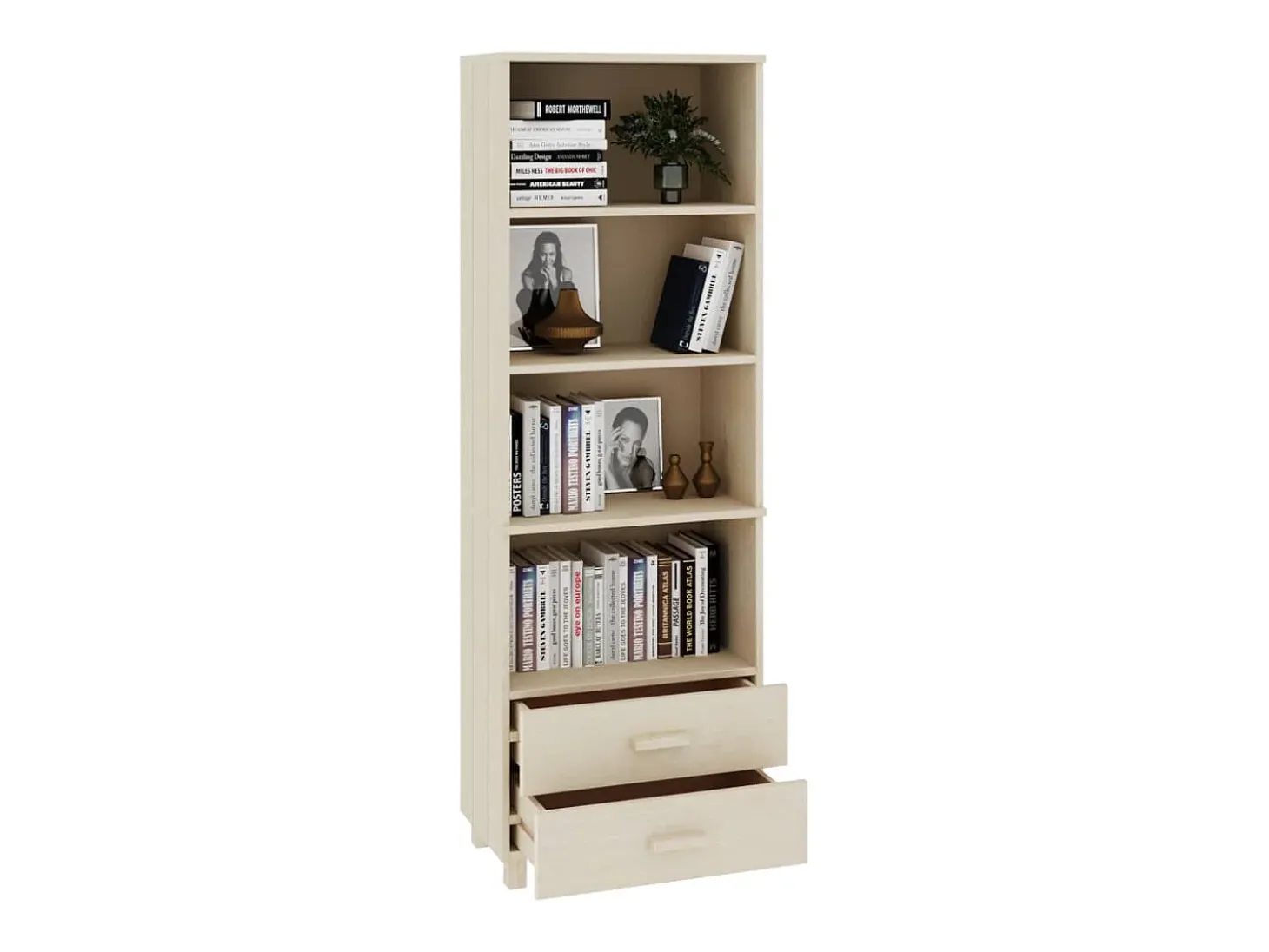 Aparador HAMAR Marrón Miel 60x35x180 cm Madera Maciza de Pino