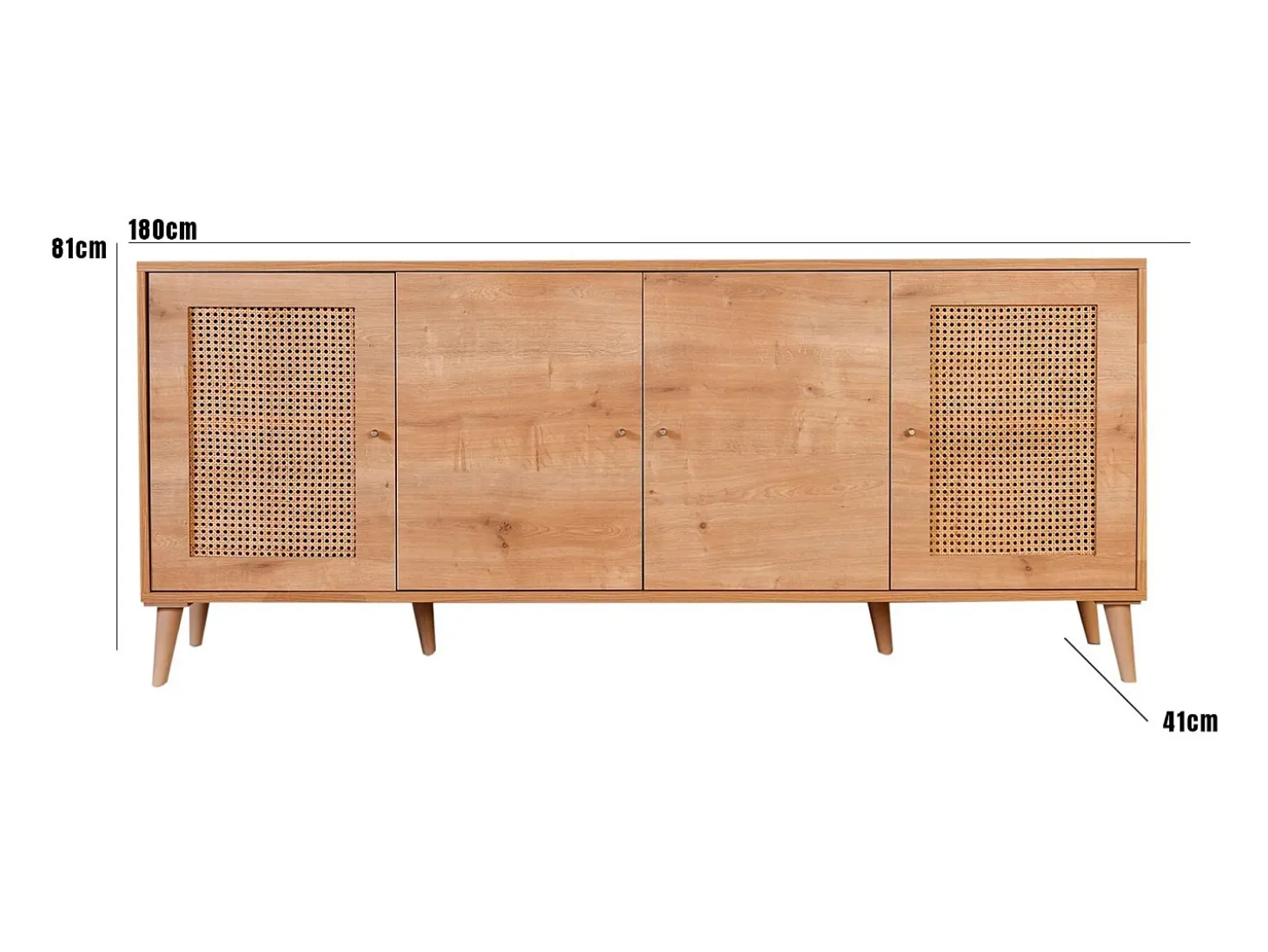 Aparador Hazeran color roble 180x41x81 cm