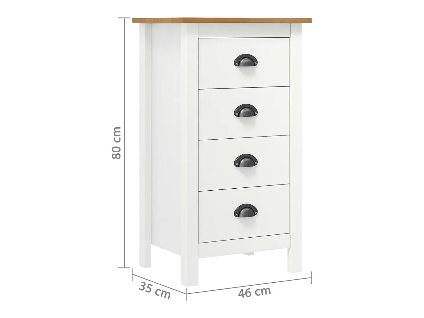 Aparador Hill Blanco 46x35x80 cm Madera Maciza de Pino