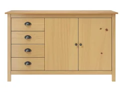 Aparador Hill madera maciza pino marrón miel 130x40x80 cm