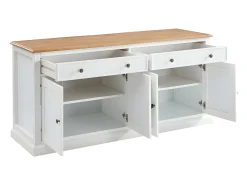 Aparador HONFLEUR 4 puertas y 2 cajones Pino y MDF blanco