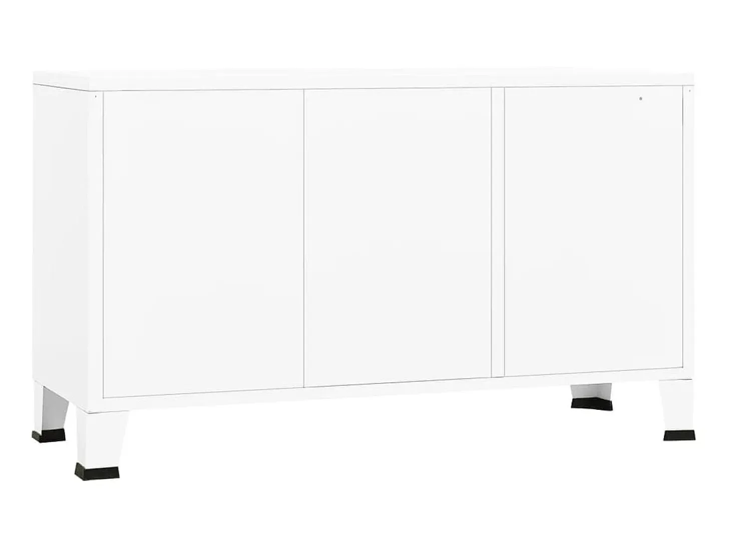 Aparador industrial de metal y vidrio blanco 105x35x62 cm ES85427