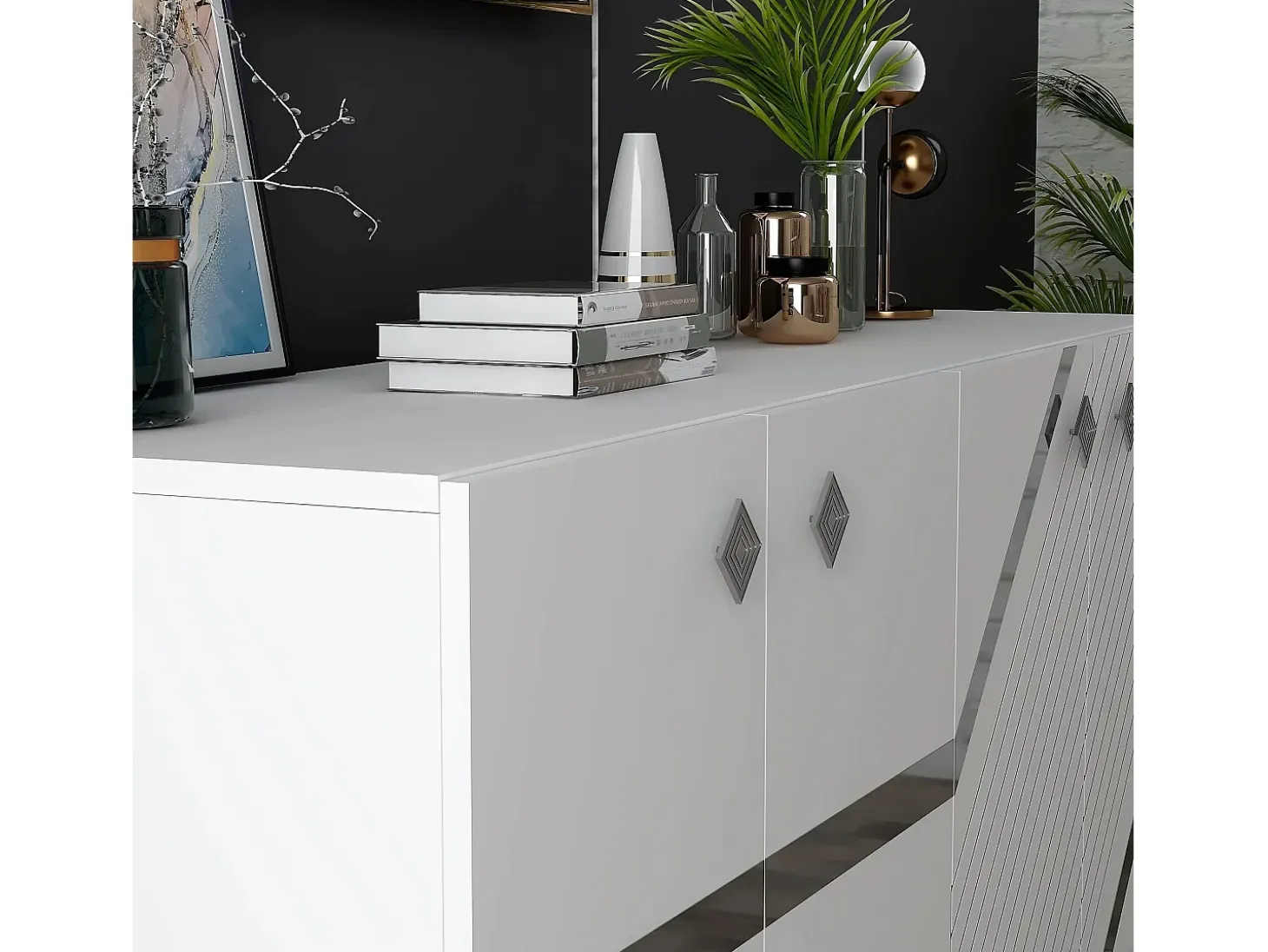 Aparador Iris Blanco Plata 150x79x40 cm