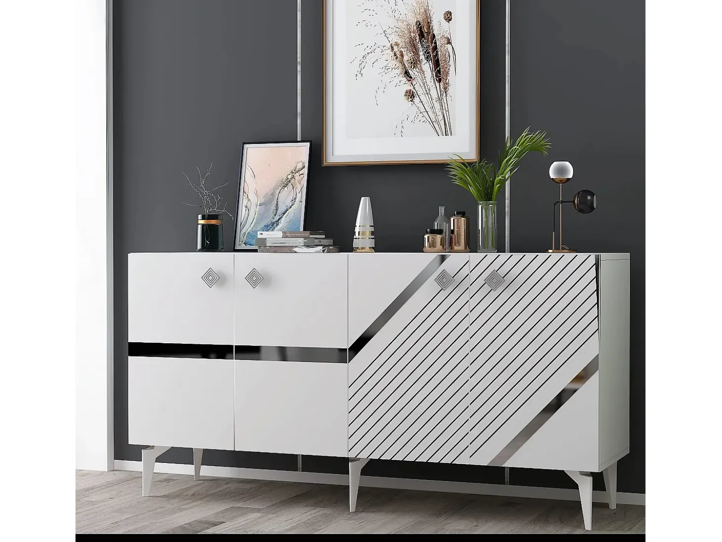 Aparador Iris Blanco Plata 150x79x40 cm