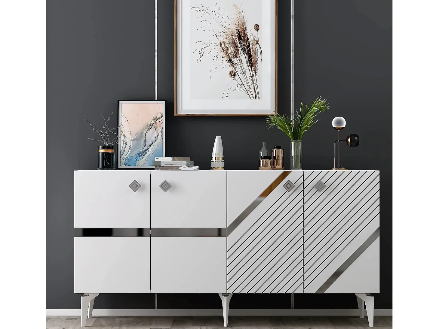 Aparador Iris Blanco Plata 150x79x40 cm
