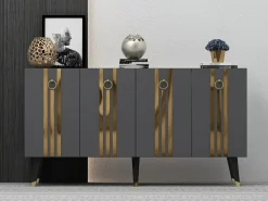 Aparador Isil Antracita dorado150x40x80 cm