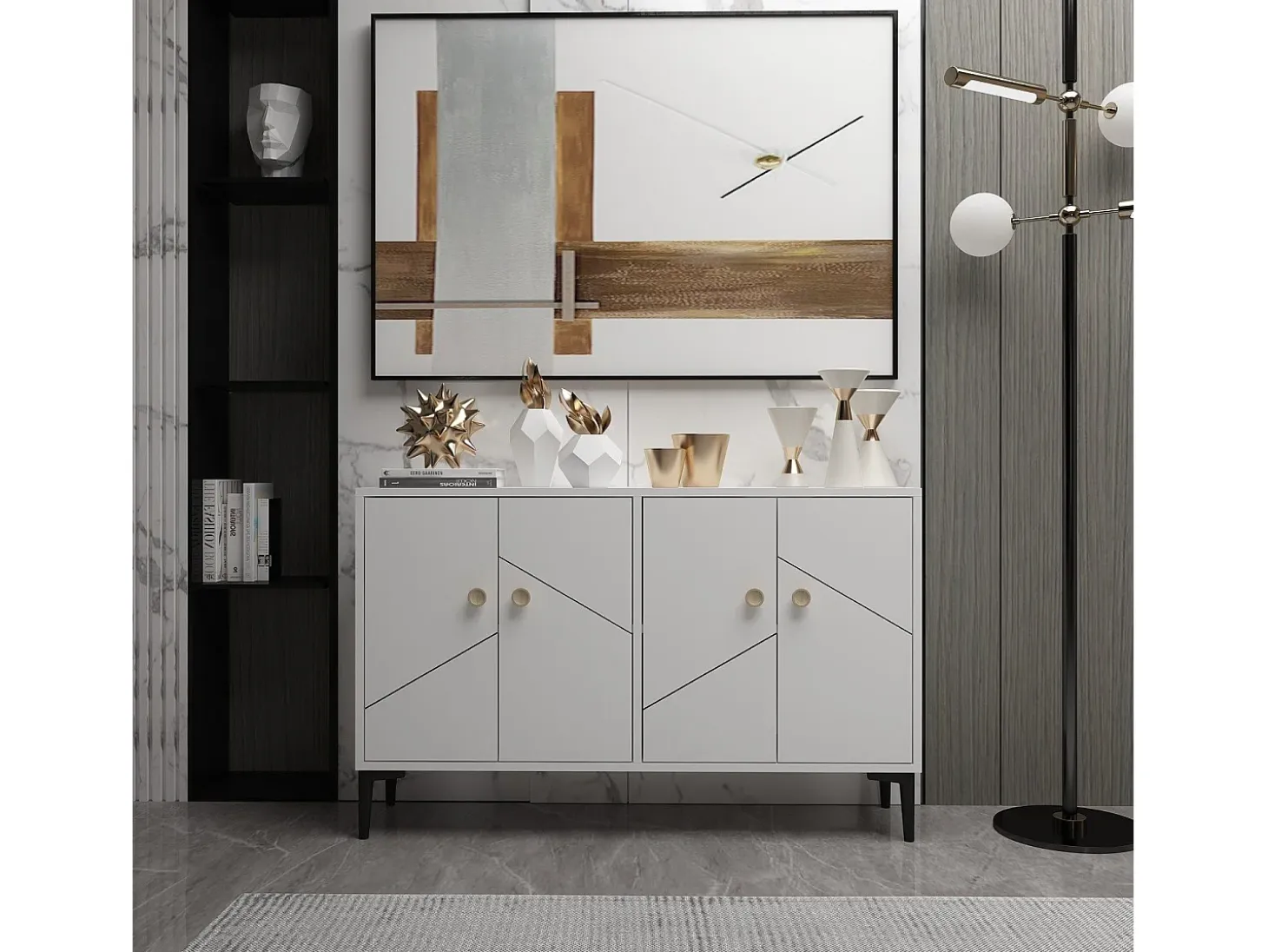 Aparador Kailua 1958, Blanco, 75x120x30cm, Aglomerado laminado